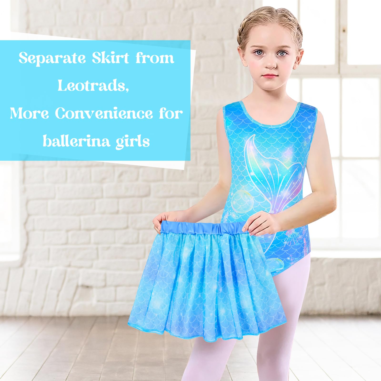 Sylfairy Girls Ballet Leotard with Removable Skirt - Dance Dress & Gymnastic Leotard for Ages 3-10 - Perfect for Ballet Class, Recitals & Dance Performances
