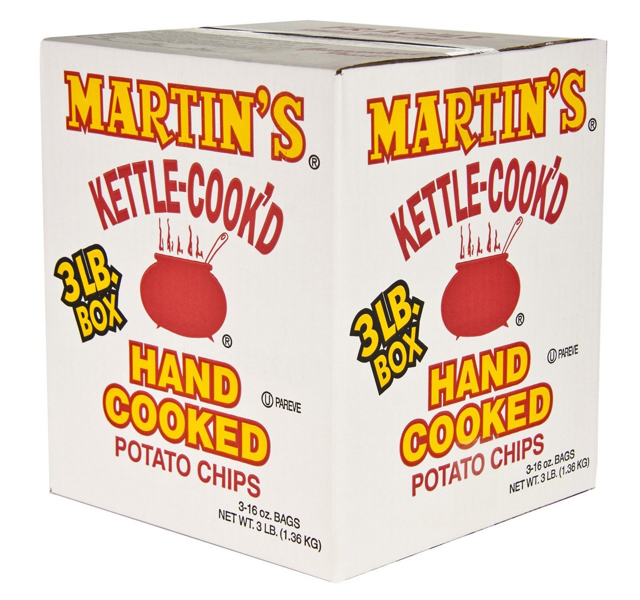 Martins Kettle Cooked Potato Chips - 3 Pound Bag | Crunchy Snack for Parties, Picnics & Game Nights | Premium Quality Potato Chips for Family Gatherings