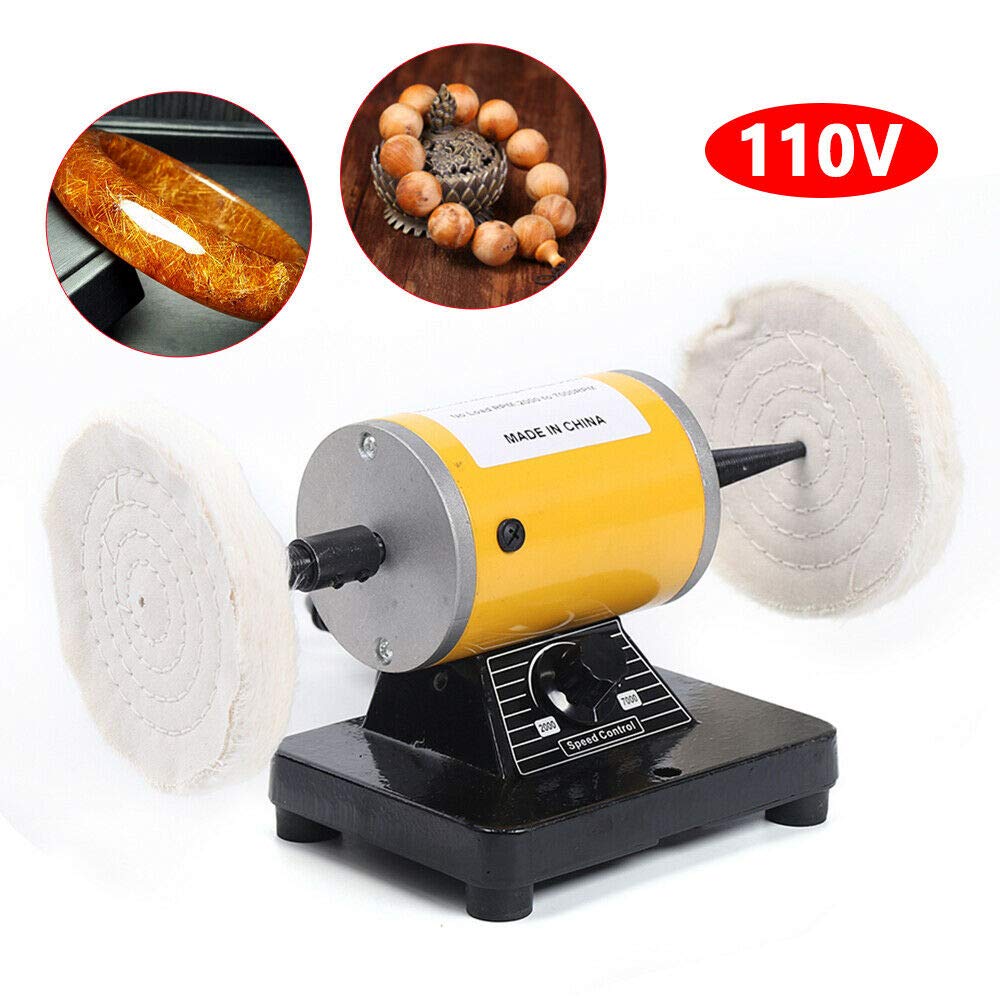 Professional Jewelry Polishing Buffing Machine - 200W 110V Mini Benchtop Gemstone Polisher with Variable Speed 2000-7000rpm for Jewelers, DIY Crafts & Rock Tumbling - Perfect for Home Workshops & Small Jewelry Businesses