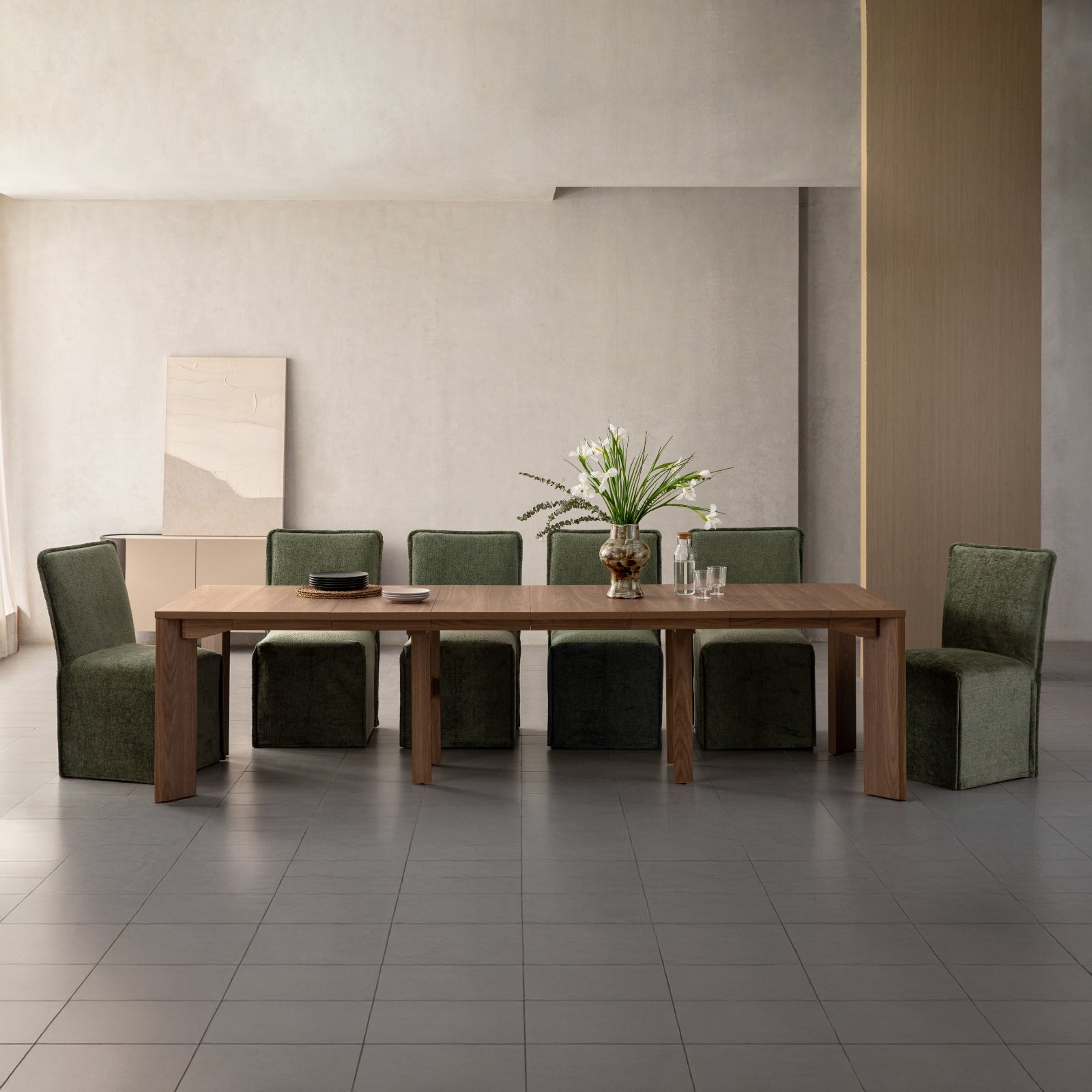 Extendable Flex Dining Table - Solid Walnut Wood Expandable Table for Small Spaces | Perfect for Apartments, Kitchens & Dining Rooms