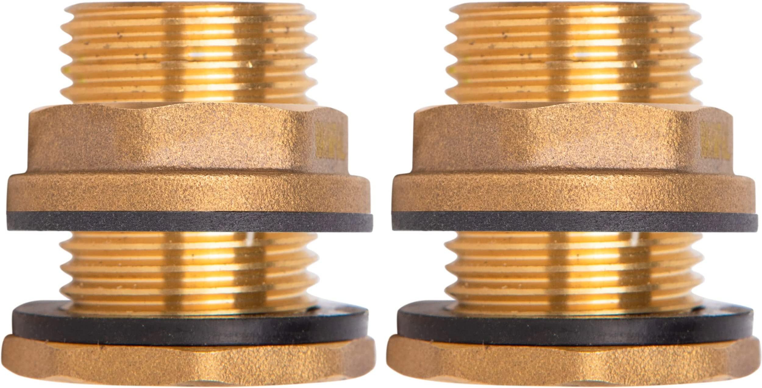 BBF020 LF Compliant Brass Bulkhead Tank Fitting - Double Female 1/2” NPT & Male 3/4