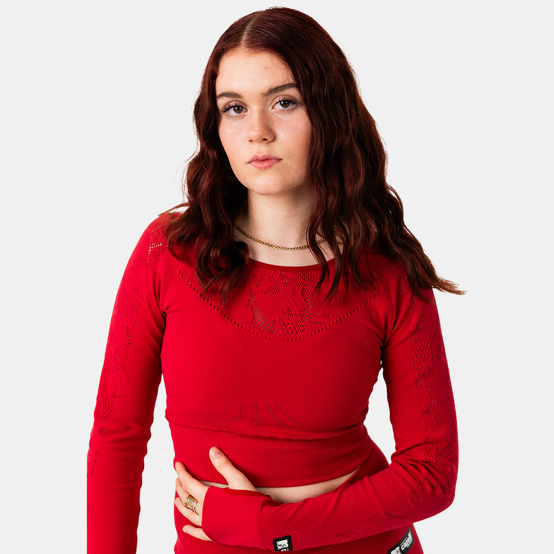 MTV Women's Sporty Long Sleeve Crop Top - Athletic Workout Shirt for Yoga, Running & Gym - Breathable Comfort Fit Activewear