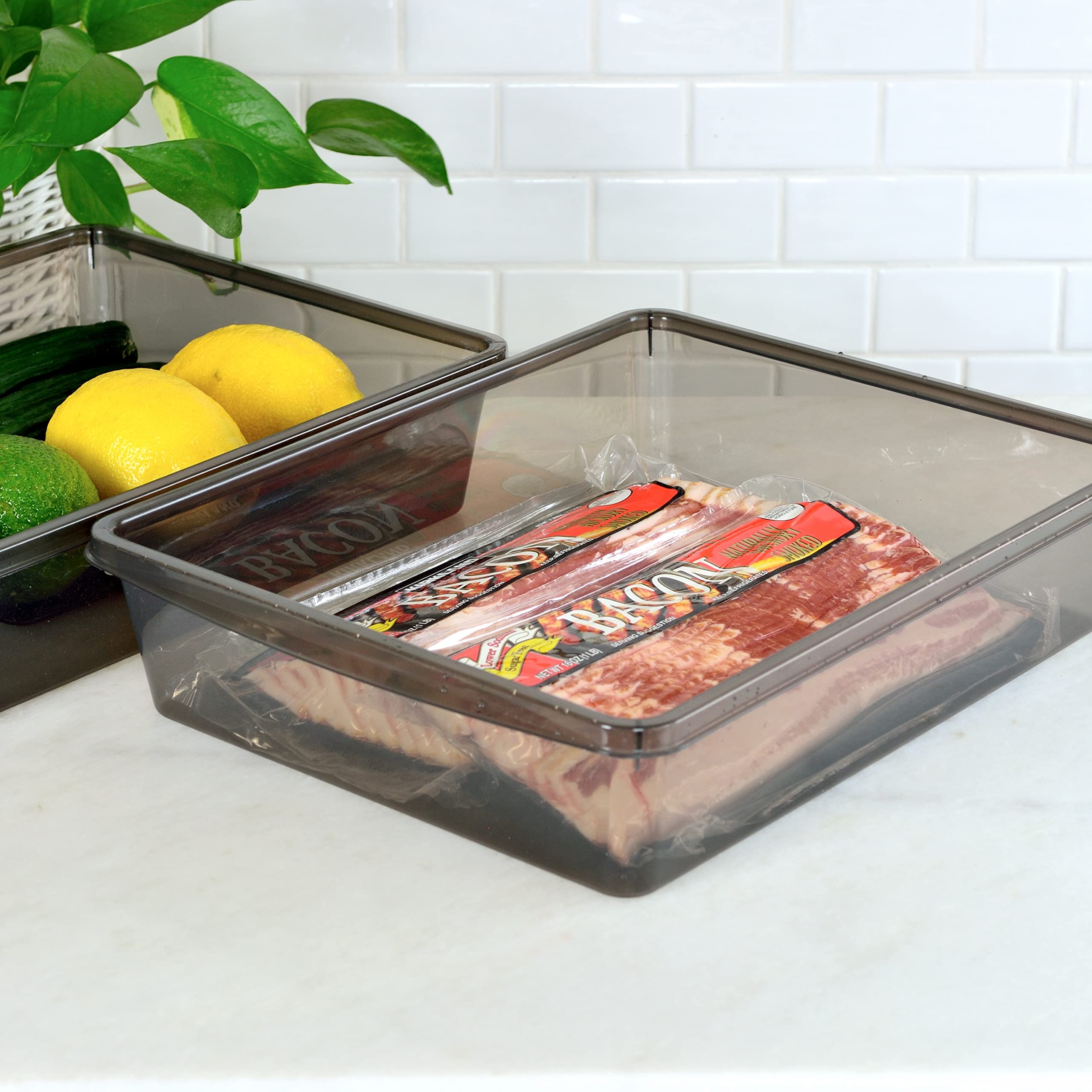 Youngever 3-Pack 1.3 Gallon Plastic Food Storage Containers with Lids - Airtight Bacon & Meat Storage Containers for Kitchen, Fridge & Meal Prep Organization