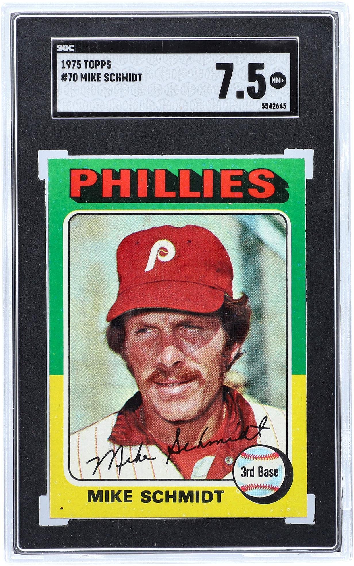 1975 Topps #70 Mike Schmidt Philadelphia Phillies Baseball Card - SGC Authenticated 7.5 Graded (Slabbed) | Vintage Sports Memorabilia for Collectors & Fans