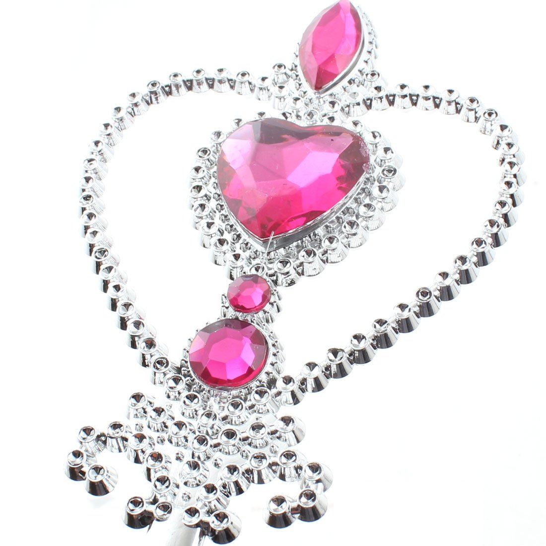Princess Tiara Crown & Fairy Wand Set - Fuchsia & Silver Tone Hair Accessories for Girls | Perfect for Birthday Parties, Dress-Up, and Fairy Tale Themed Events