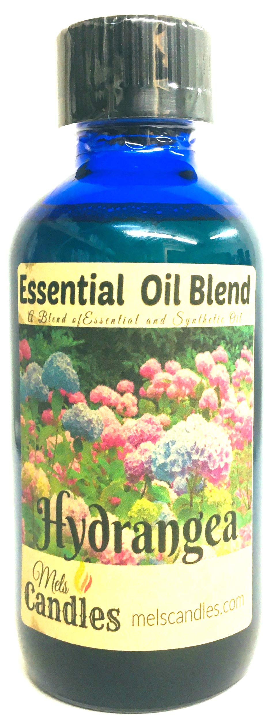 Premium Hydrangea Fragrance Oil & Essential Oil Blend - 4oz Blue Glass Bottle for Aromatherapy, Diffusers & Home Scenting - Mels Candles & More