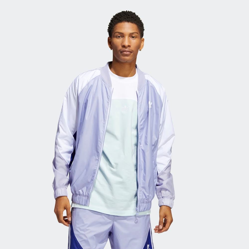 adidas Originals Men's Summer Superstar Track Jacket - Dust Purple & White, Small | Lightweight Athletic Hoodie for Running, Gym & Casual Streetwear