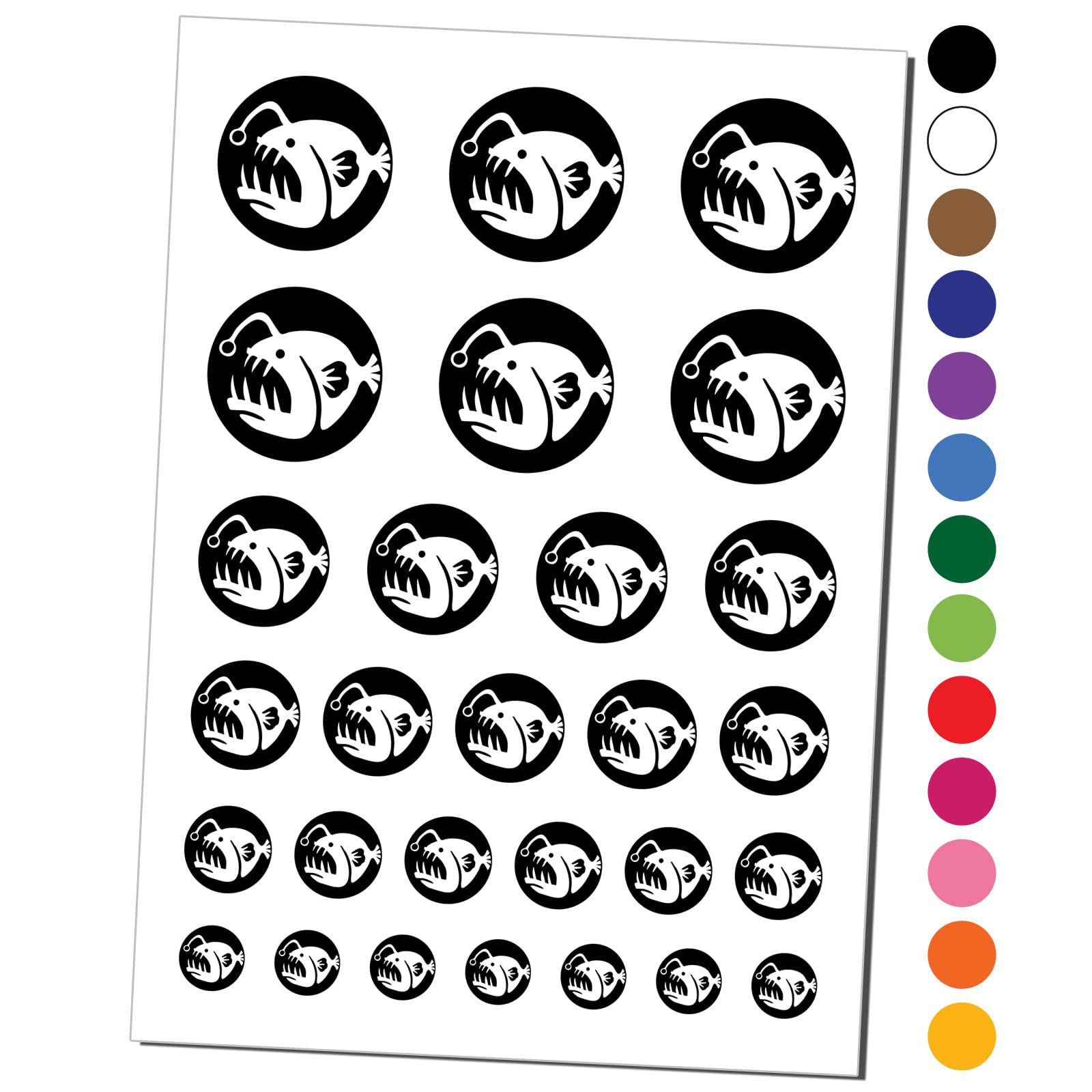 Toothy Angler Fish Temporary Tattoo - Waterproof Fake Body Art Stickers Set (Black, 1 Sheet) - Perfect for Halloween Costumes, Cosplay, and Themed Parties