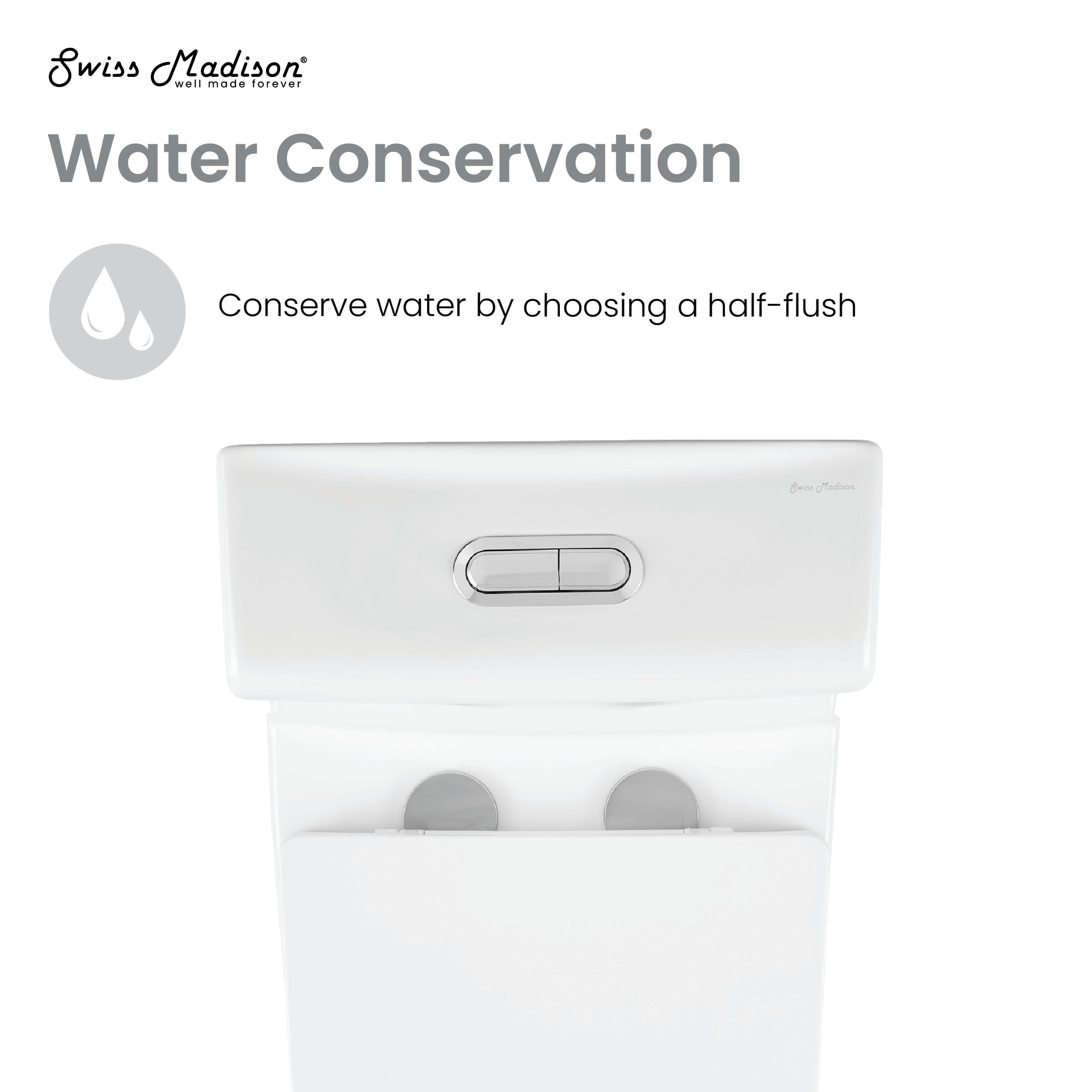Hugo One Piece Elongated Dual Flush Toilet 1.1/1.6 GPF - Water Efficient Modern Bathroom Toilet for Home & Commercial Use