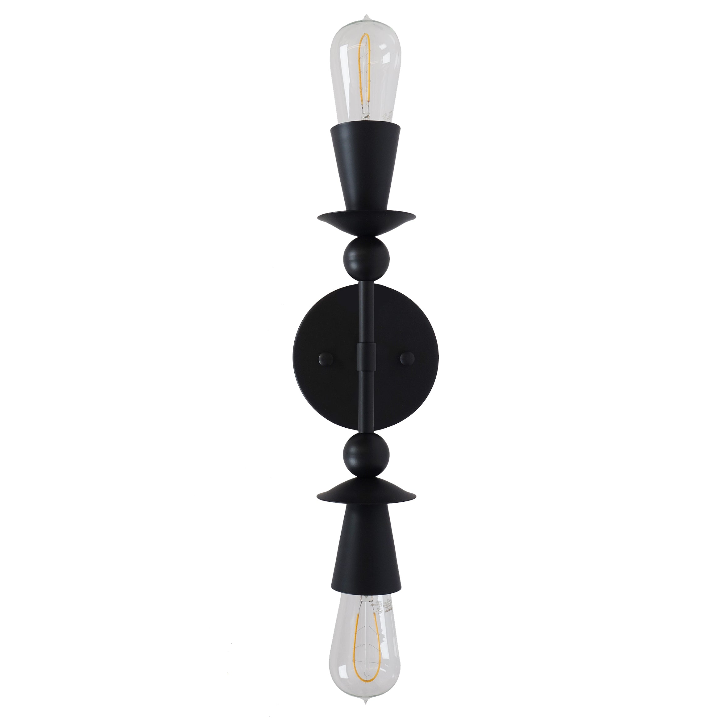Black Double Polyform Wall Sconce Light - Modern LED Fixture for Bedroom, Hallway & Living Room Lighting Decor