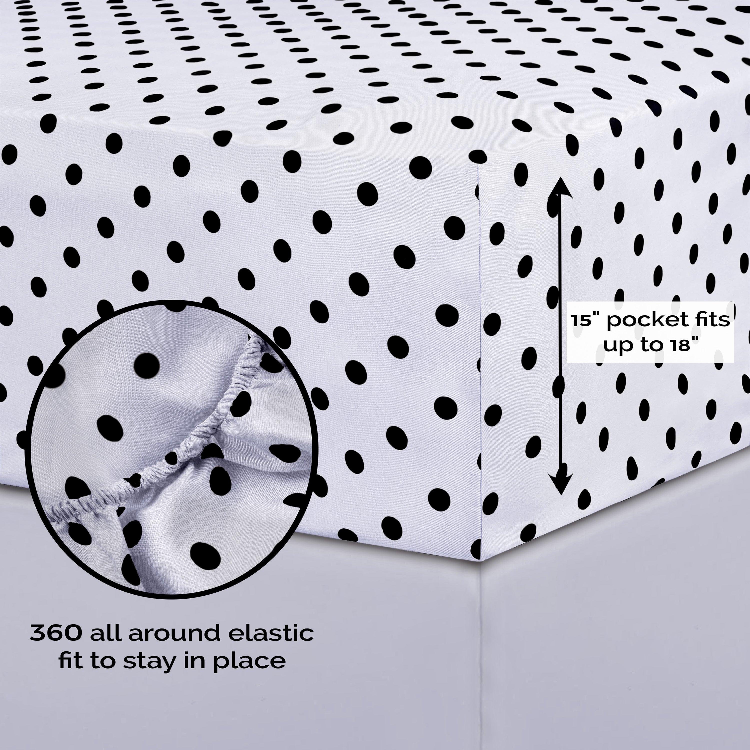 Polka Dot 600 Thread Count Cotton Blend Deep Pocket Sheet Set - Queen Size Bed Sheets for Comfortable Sleep - Perfect for Master Bedroom, Guest Room & Dorm