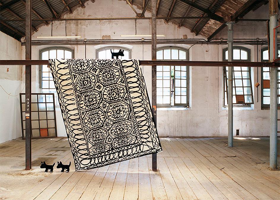 Nanimarquina Black and White Handmade Wool Rug - Modern Home Decor for Living Room, Bedroom & Office
