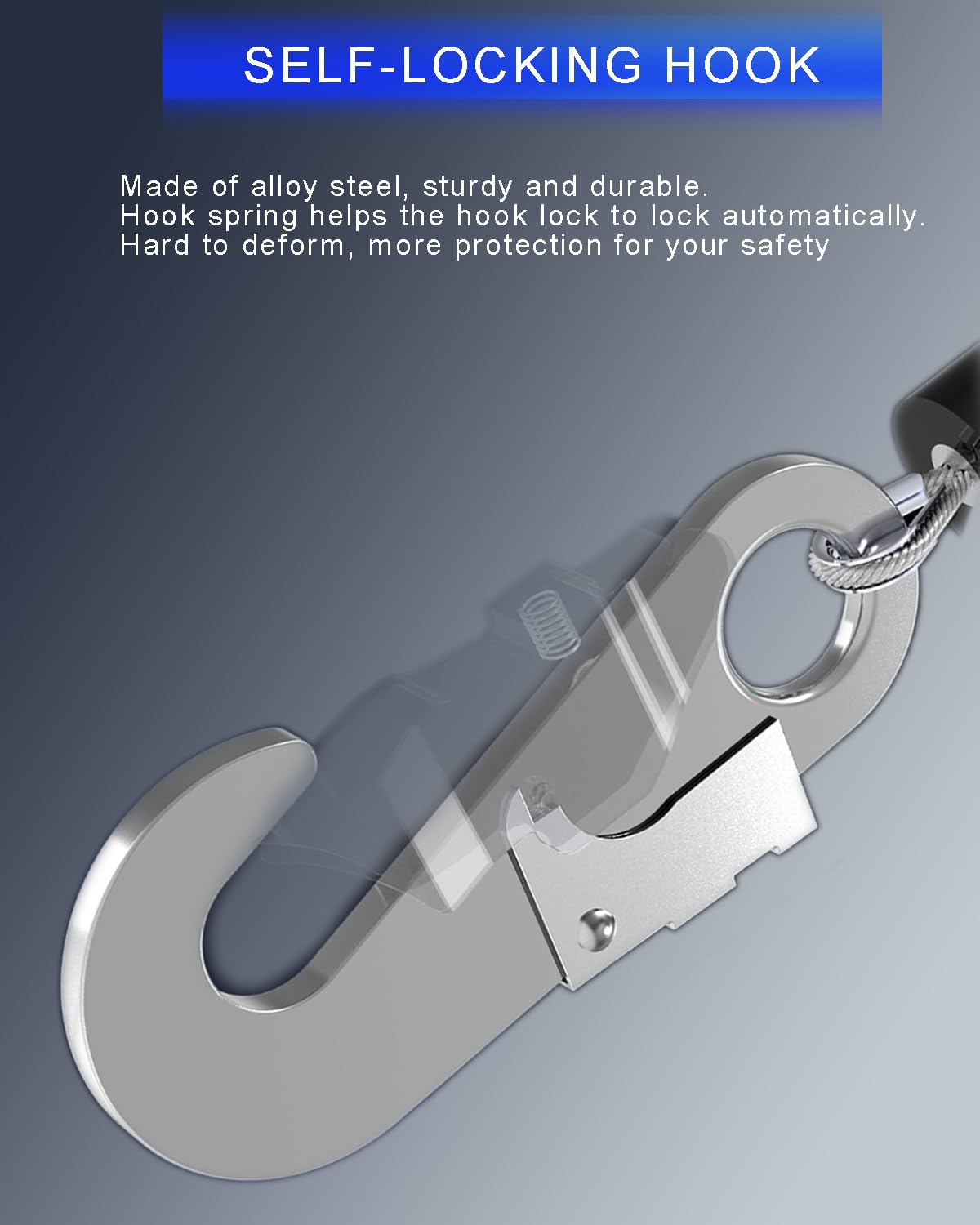 66FT RTOVZON Self-Retracting Lifeline with Dual Alloy Steel Hooks | Heavy Duty Fall Protection Safety Lanyard | OSHA-Compliant Retractable Steel Wire Rope for Roofing & Construction Work | Ideal for Roofers, Window Cleaners & Industrial Workers