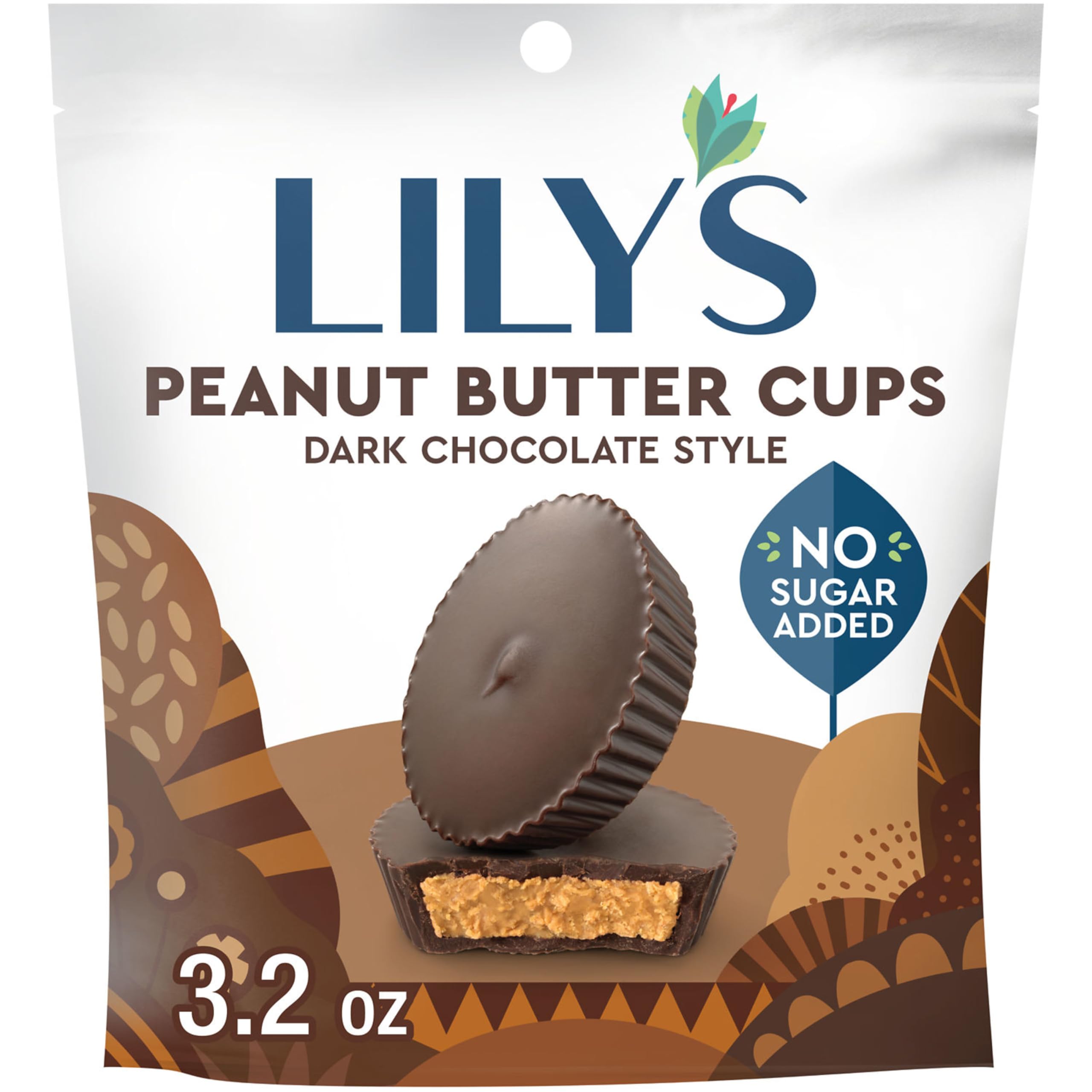 LILY'S No Sugar Added Dark Chocolate Peanut Butter Cups - 3.2 oz Bag | Keto Friendly, Low Carb Snacks for Weight Loss, Diabetic Friendly Treats | Perfect for Office Snacks, Travel & Healthy Desserts
