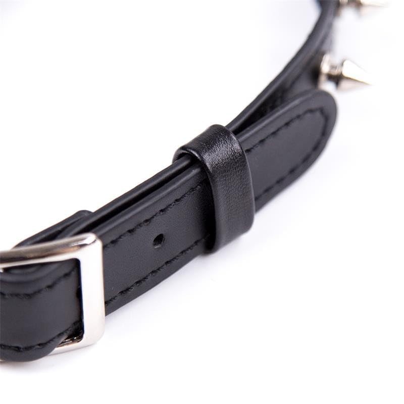 Spiked Dog Collar with Mushroom Rivets - Adjustable Soft PU Leather Studded Pet Collar for Small Dogs, Puppies & Cats - Black Punk Style for Daily Walks, Training & Fashion Accessories