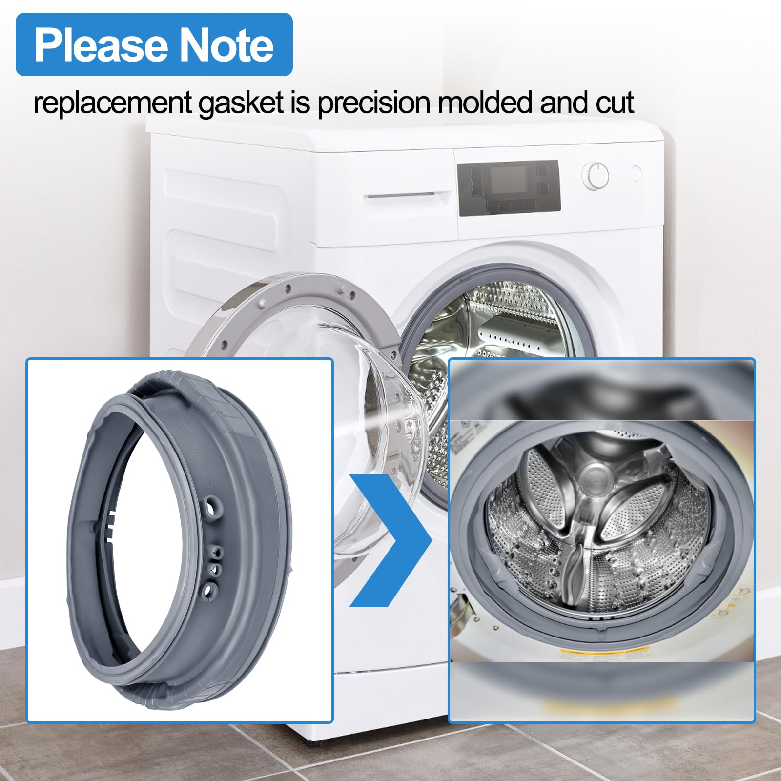 Upgraded LG Kenmore Washer Door Gasket Boot Seal Replacement - Compatible with AP5668418, 2673936, PS6448330, WM4070HVA/HWA, WM4270HWA, WM8000HVA/HWA, WM8100HVA - Perfect for Leak Prevention & Quiet Washing Machine Operation