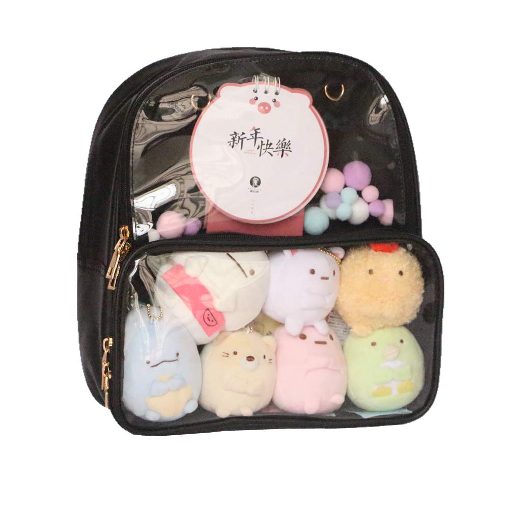 **Anime Ita Bag Leather Backpack with Transparent Window - Black | Stylish Cosplay & Convention Accessory for Anime Fans**    (Note: This optimized title includes SEO keywords like 