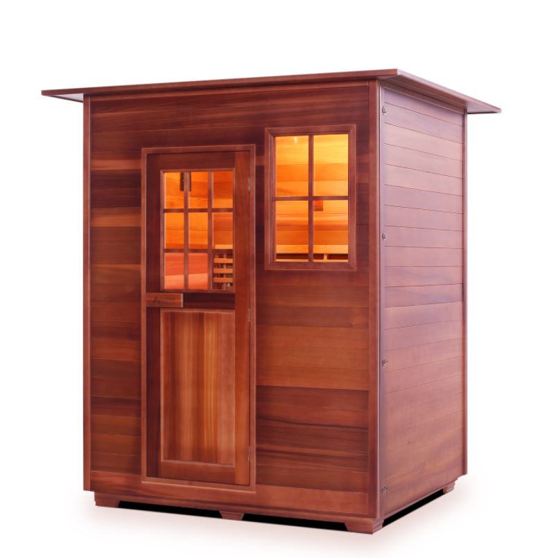 Enlighten Sauna MoonLight 3-Person Indoor/Outdoor Traditional Dry Sauna with Aromatherapy - Perfect for Home Spa, Relaxation & Detox Therapy