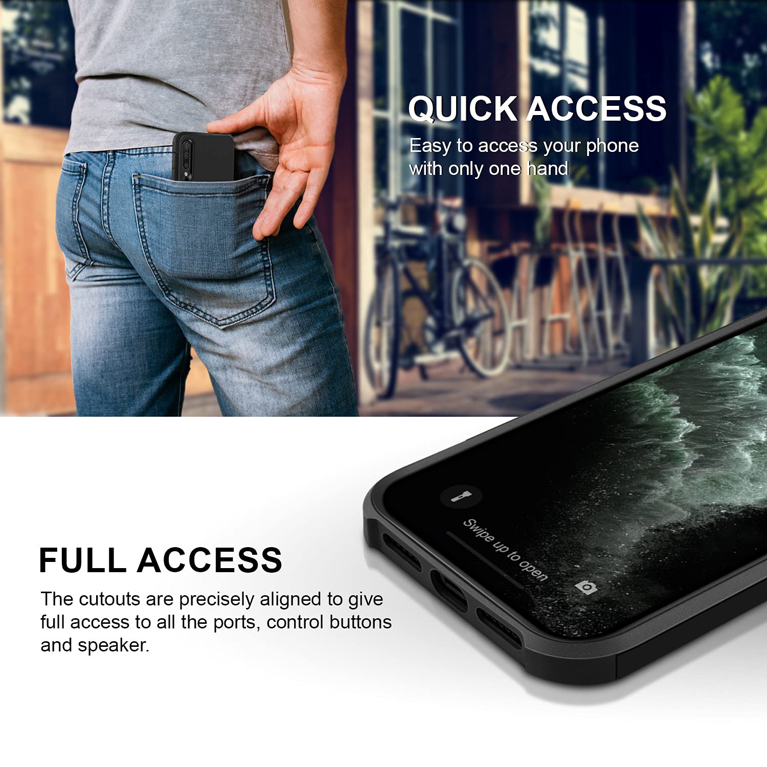 Shockproof Case for Samsung Galaxy A50 / A30S - Heavy Duty Protective Cover with Bumper [Anti-Scratch, Drop Protection] - Black - Perfect for Outdoor Activities & Daily Use