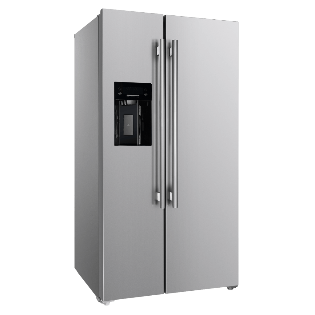 Forno Salerno 36 Inch Stainless Steel Side by Side Refrigerator - 20 Cu.Ft Capacity with Built-In Ice Maker & Decorative Grill - Perfect for Modern Kitchens & Open Floor Plans