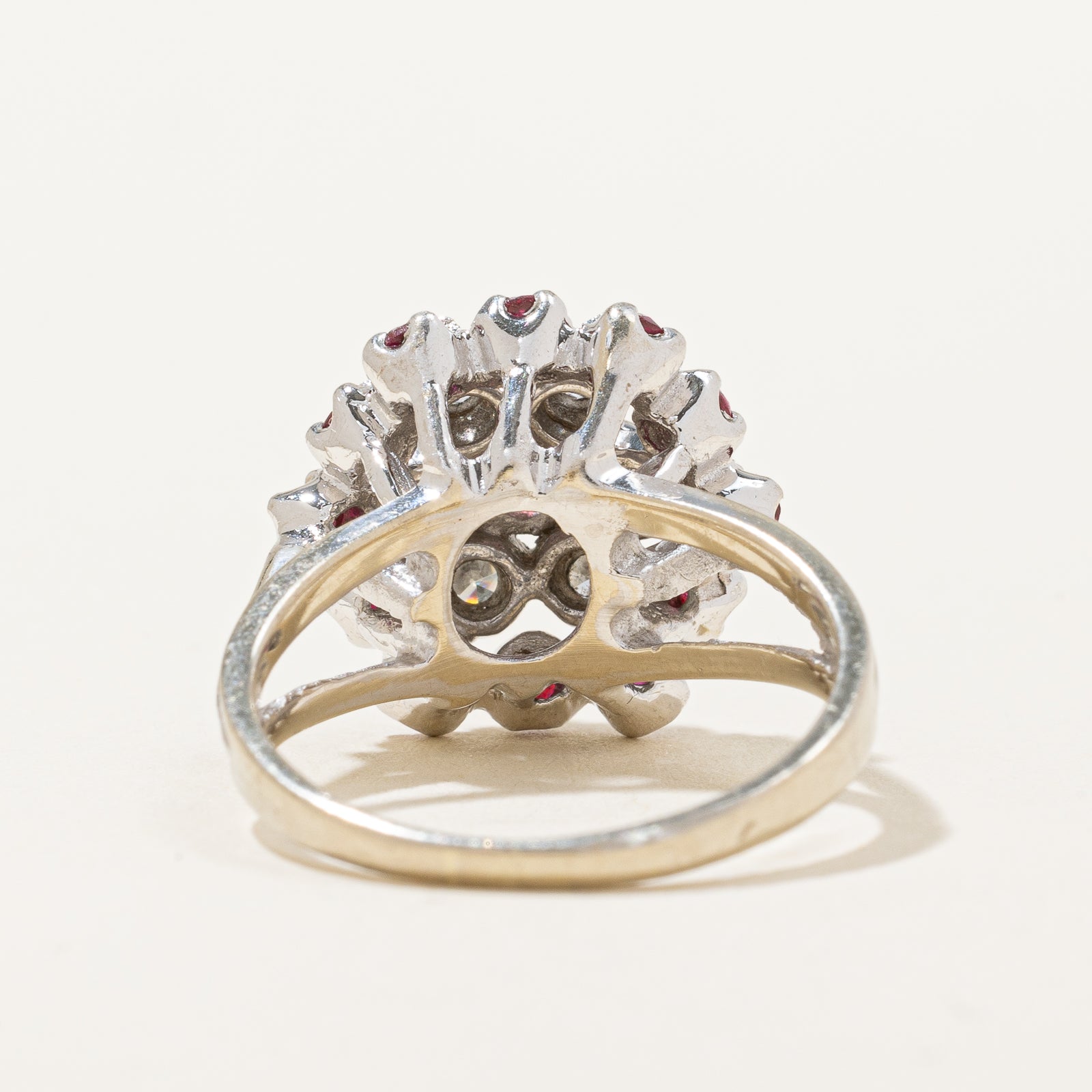 Ruby & Diamond Cluster Ring - 0.50ct Ruby & 0.18ctw Diamond Engagement Ring, Size 6, 925 Sterling Silver, Perfect for Anniversary, Wedding & Valentine's Day Gifts