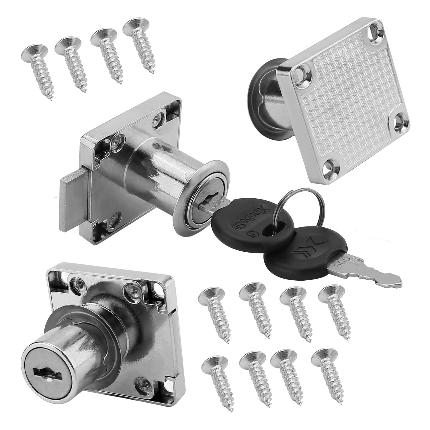 MroMax 6-Piece Zinc Alloy Drawer Cabinet Lock Set - Keyed Alike Cupboard & Desk Locks for Home, Office, and Retail Display Cases - Secure Storage Solutions for Jewelry, Cash, and Important Documents