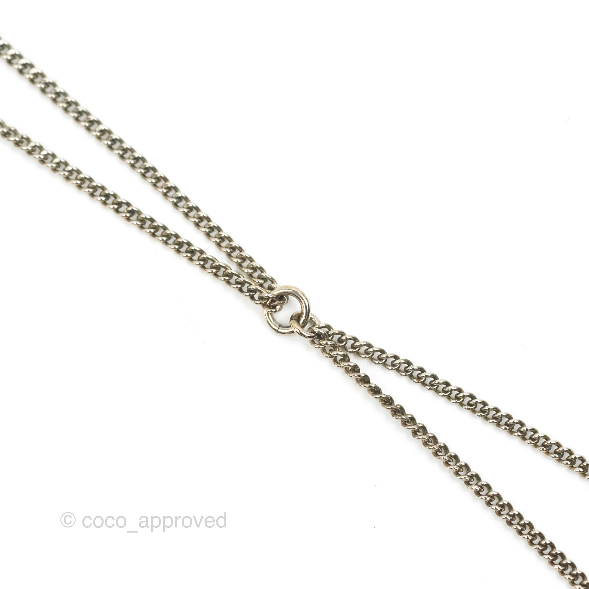 Chanel Baguette Crystal Pearl CC Lariat Necklace in Silver - Elegant Statement Jewelry for Women, Perfect for Parties, Weddings & Special Occasions