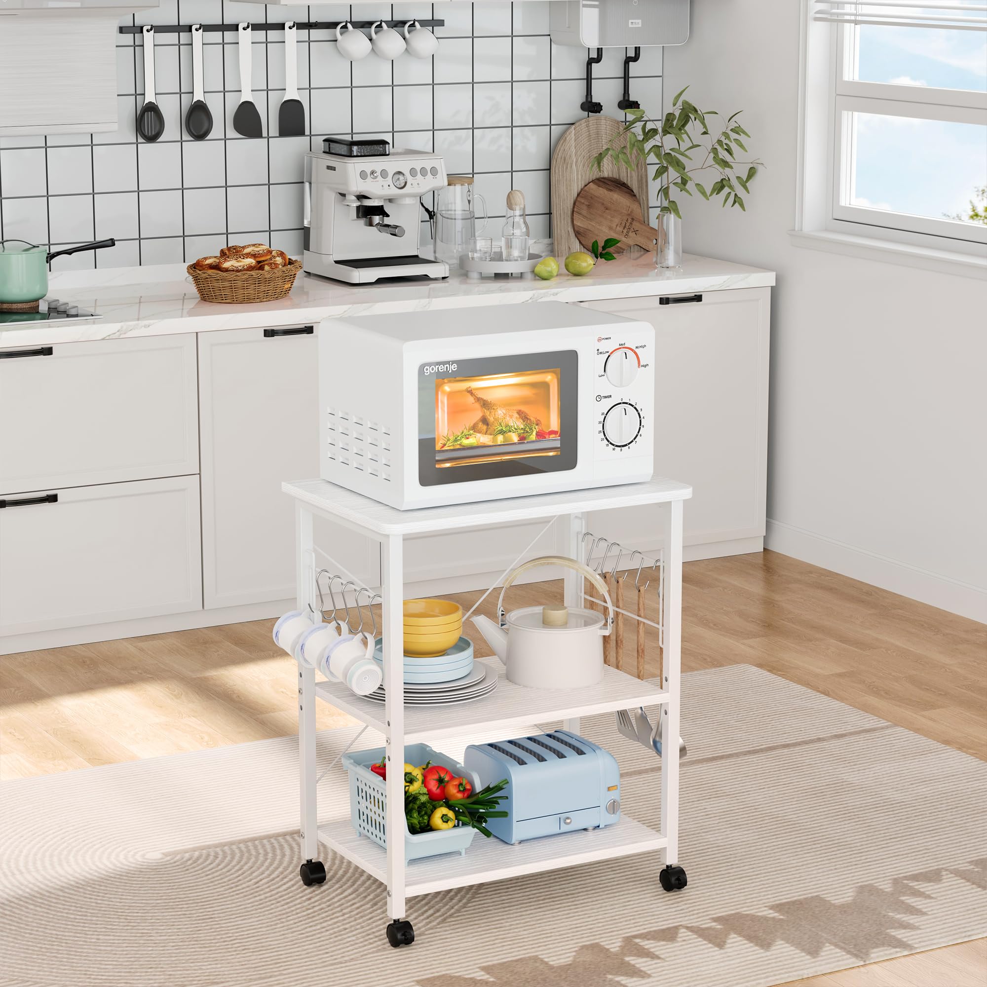 Mr IRONSTONE 3-Tier Rolling Microwave Cart 23.7