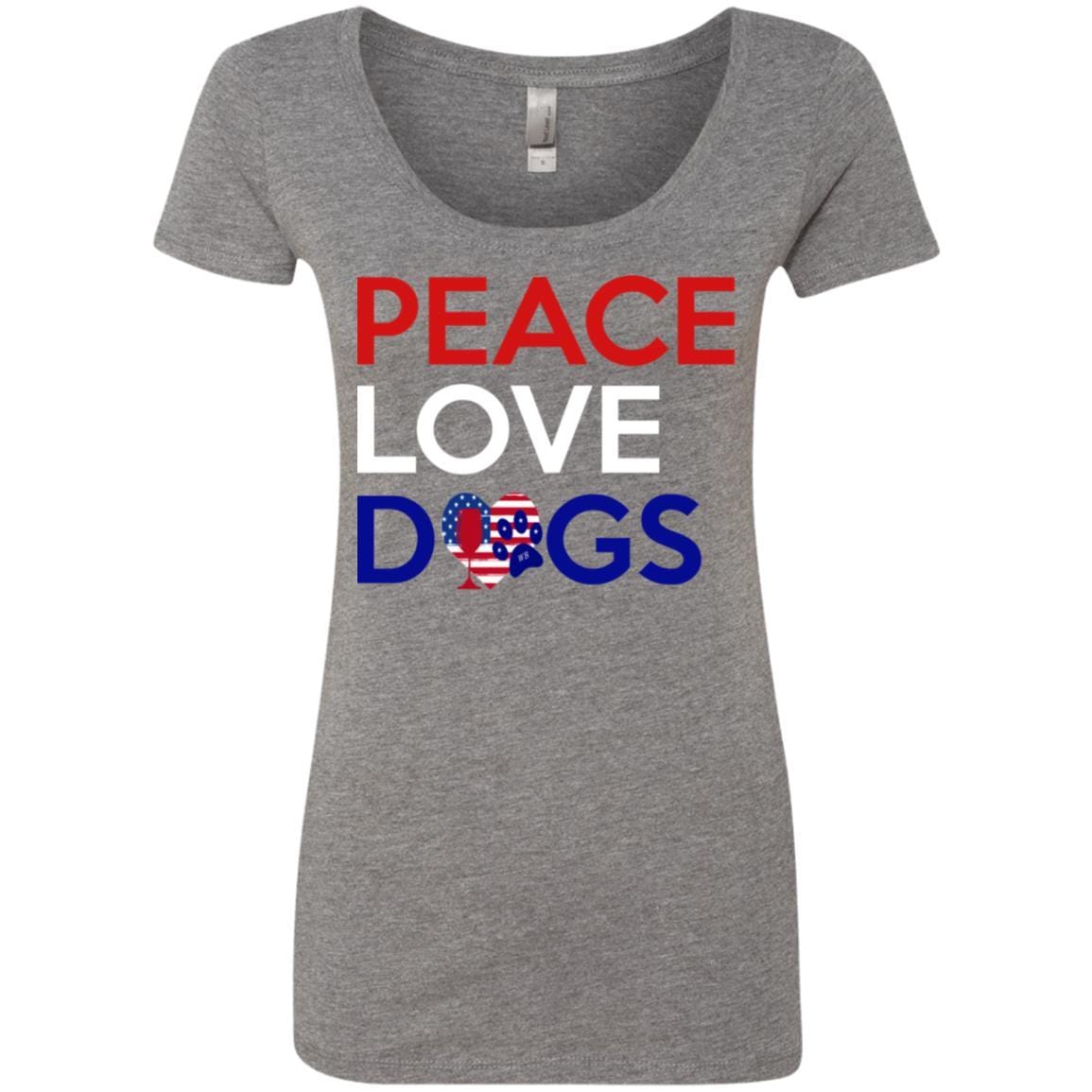 Peace Love Dogs Ladies' Triblend Scoop Neck T-Shirt - Soft Comfortable Women's Graphic Tee for Dog Lovers - Perfect for Casual Wear, Dog Walks & Pet Lovers Outfits