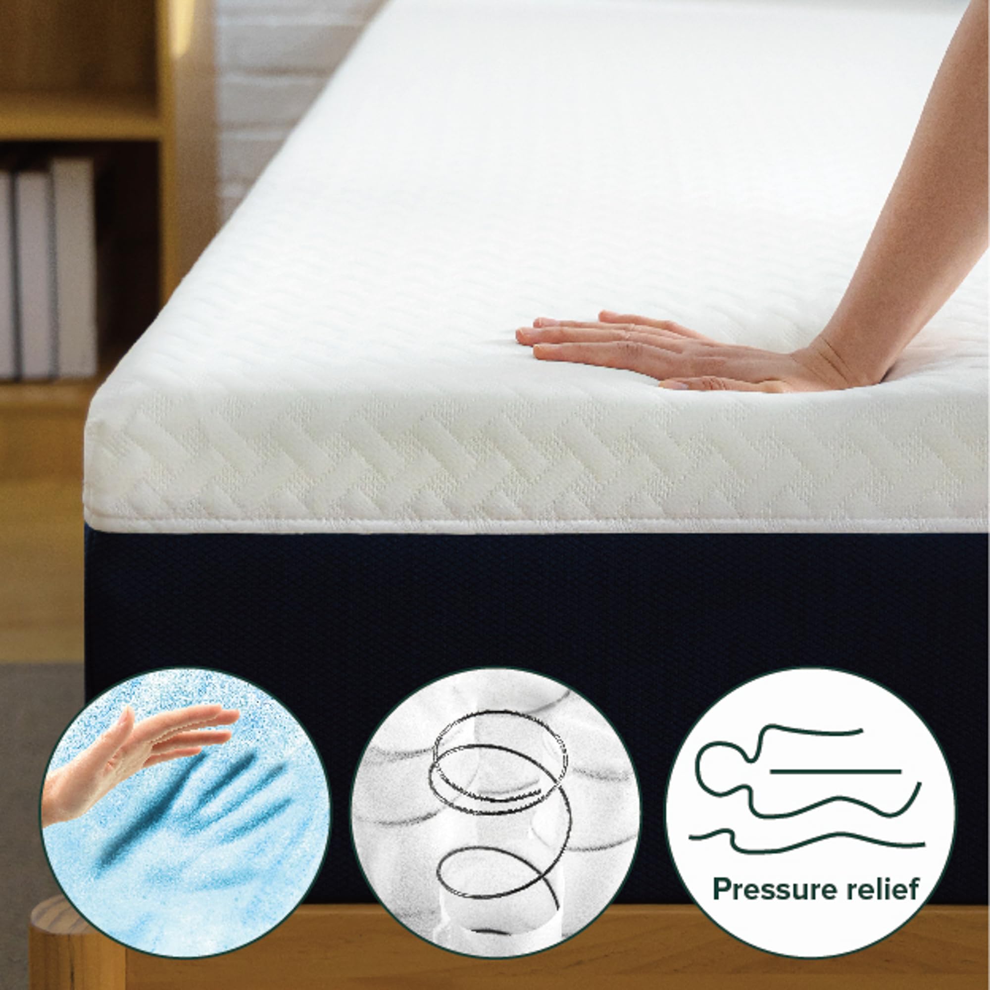 ZINUS 12 Inch Cooling Comfort Hybrid Mattress - Queen Size, Fiberglass Free, Medium Firm Support with Motion Isolation | CertiPUR-US Certified Foams & Breathable Fabric | Bed in a Box for Cool Sleep & Pressure Relief | Perfect for Guest Rooms, Apartments & Hot Sleepers