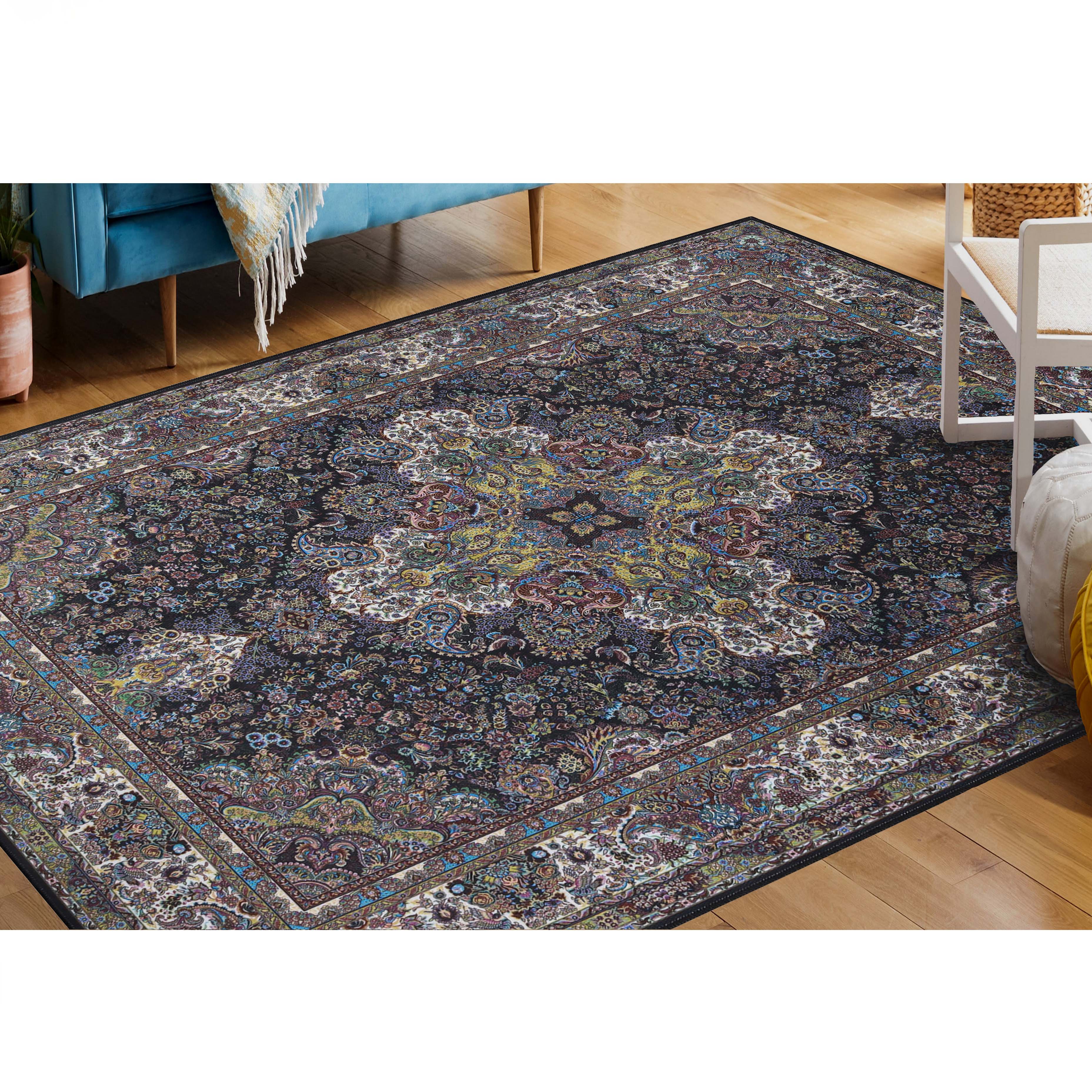 Flamingo Medallion Machine Washable Indoor Area Rug - Non-Slip Soft Living Room Carpet Runner for Bedroom, Hallway & Entryway Decor