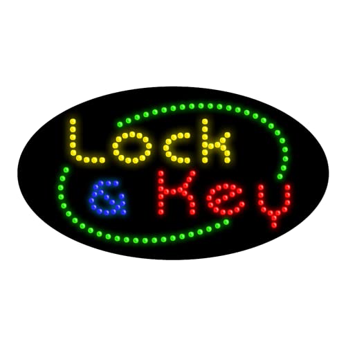 Lock & Key LED Dots Sign #24539 - Modern Home & Office Decor for Doors, Walls, and Entryways