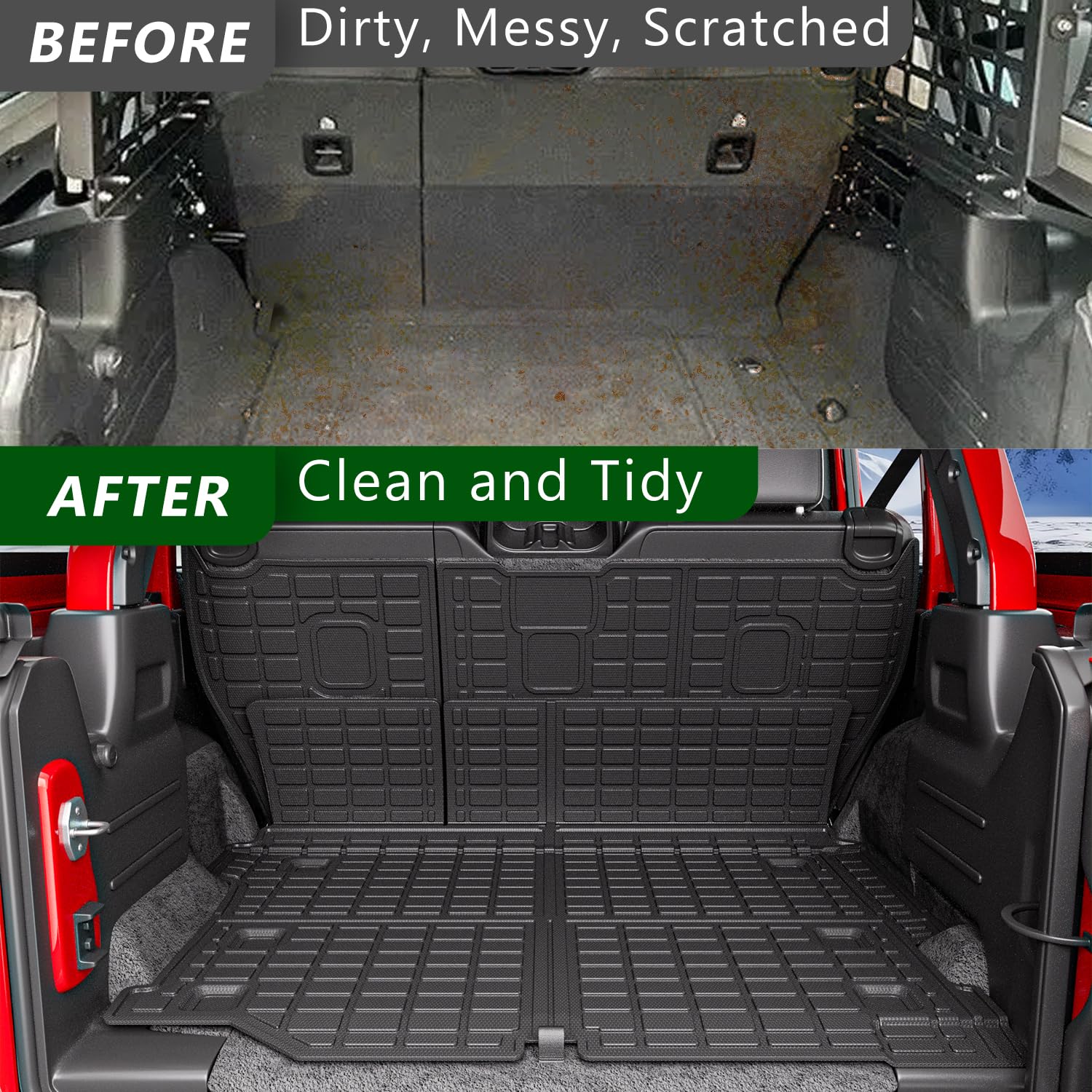 Premium TPE Cargo Liner & Backrest Mat for 2018-2024 Jeep Wrangler JL Unlimited 4X4 - Heavy Duty Trunk Protector, Waterproof & Non-Slip Jeep Accessories - Perfect for Off-Roading, Camping & Outdoor Adventures