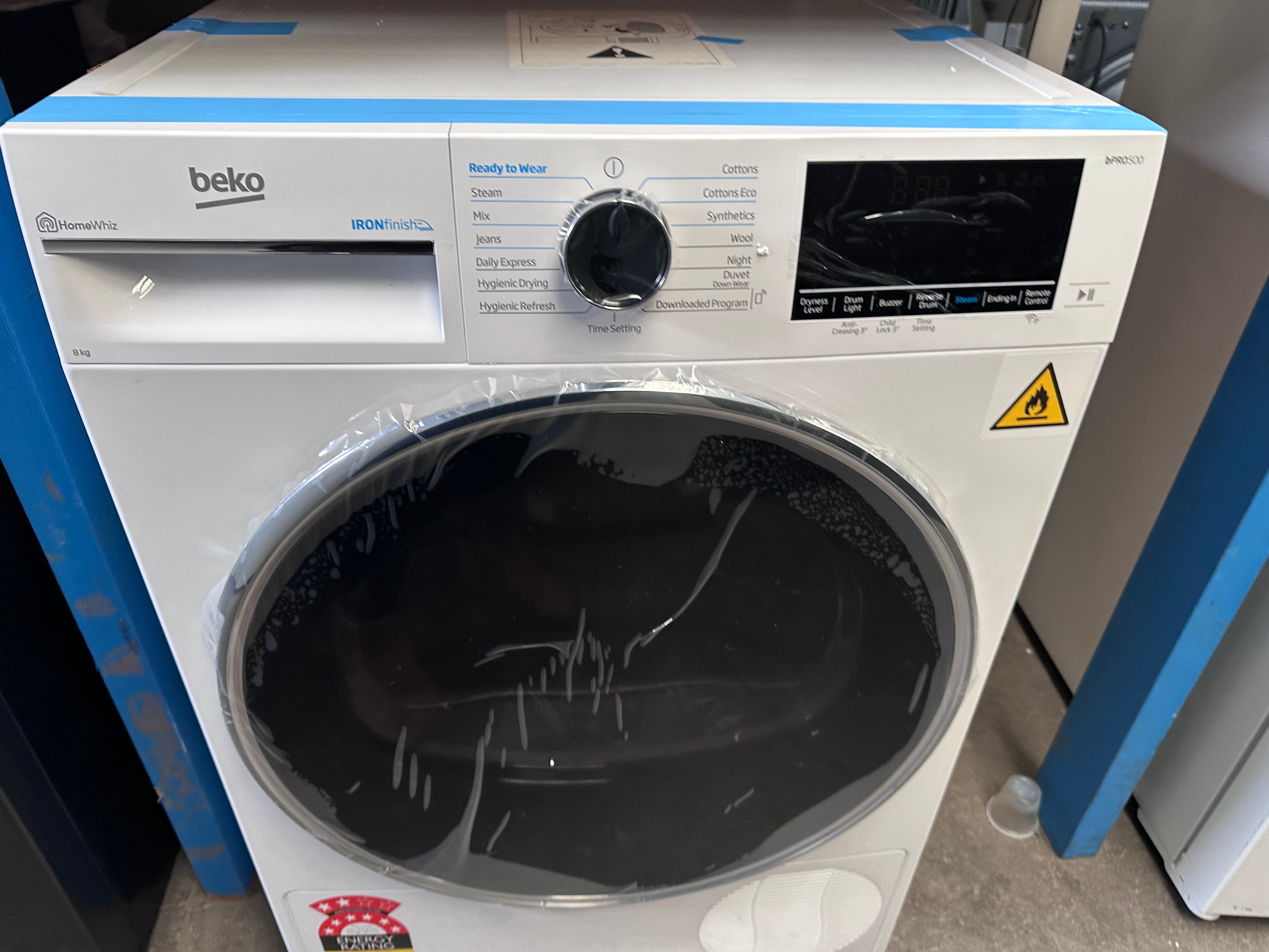 Beko BDPB802SW 8kg Heat Pump Dryer - Energy Efficient White Laundry Dryer for Home Use [Factory Second] | Perfect for Apartments & Small Spaces
