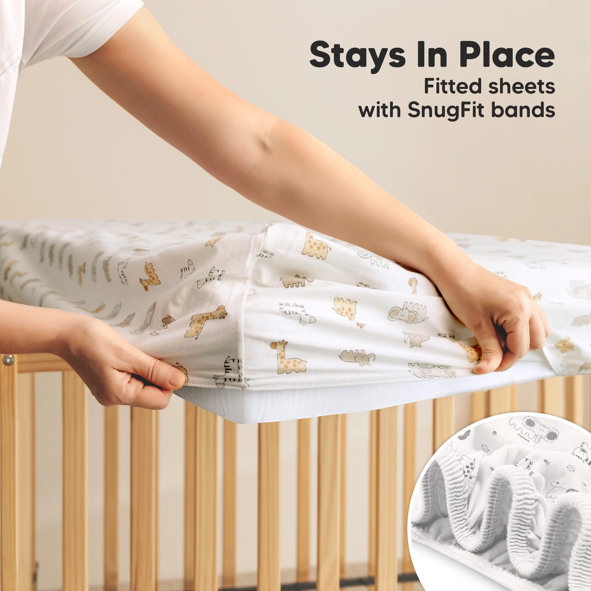 2-Pack Organic Cotton Waterproof Fitted Crib Sheets for Baby Boys & Girls - 52