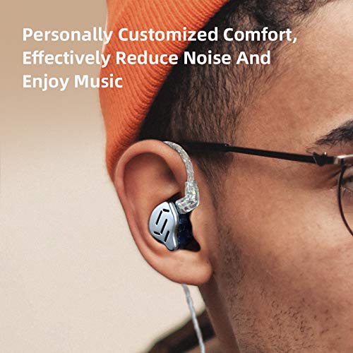 Linsoul KZ ZAX 1DD+7BA Hybrid Driver HiFi in-Ear Earphones with Zinc Alloy Shell - Detachable 2 Pin 0.75mm OFC Cable (Mic, Blue) | Professional Studio Monitoring, Gaming & Music Listening Experience