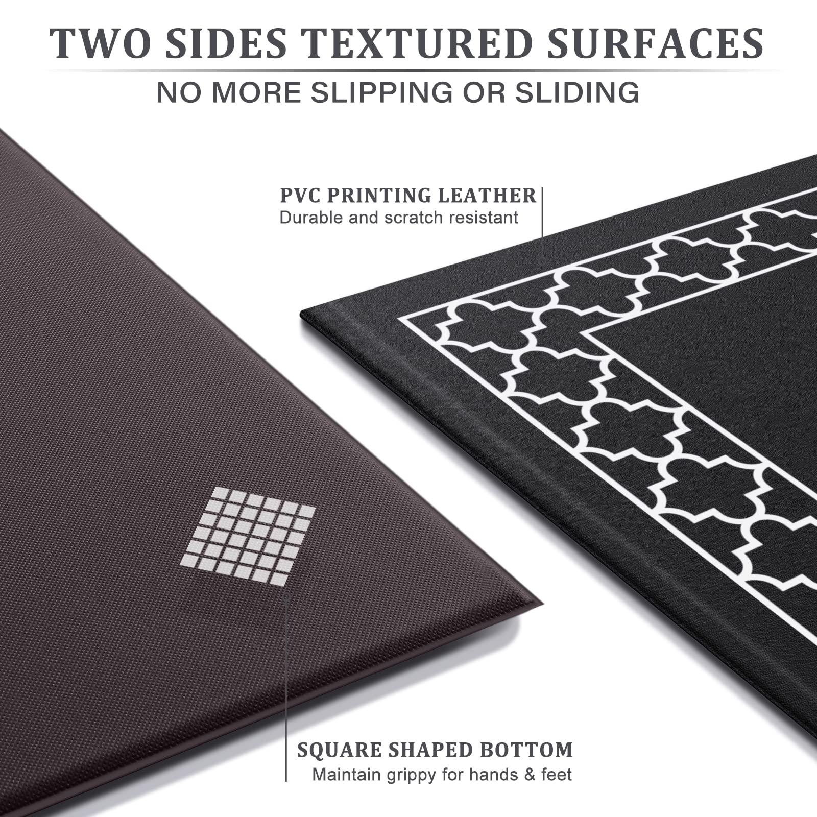 LuxStep Anti-Fatigue Kitchen Mat Set of 2 - Non-Slip Waterproof Memory Foam Standing Mat for Sink, Office & Home - Perfect for Cooking, Dishwashing & Long Standing Work (Black)