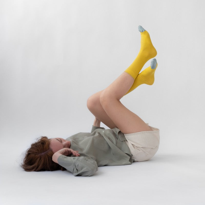 Bonne Maison Uni Sulfure Socks for Women & Men - Comfortable Cotton Casual Socks for Everyday Wear, Work, and Home