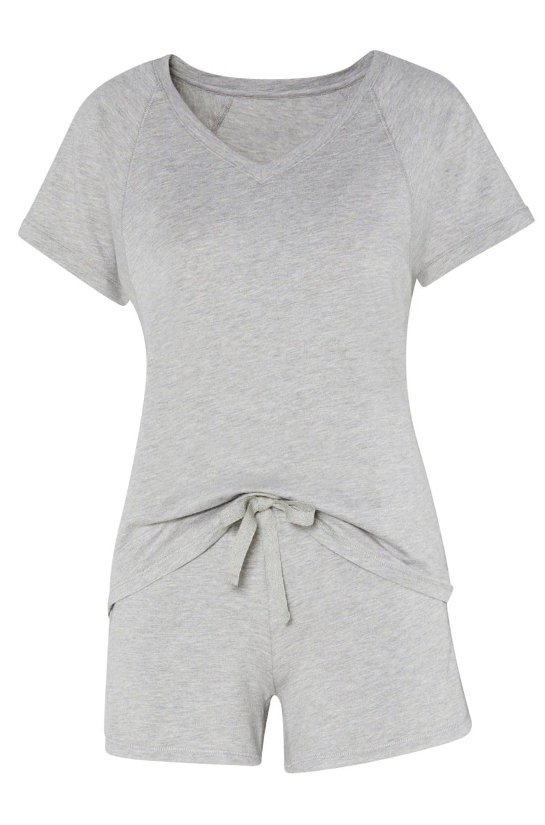 Comfortable Women's Loungewear Set - Soft Cotton Short Sleeve Top & Shorts Pajama Set for Sleep, Yoga, and Home Relaxation
