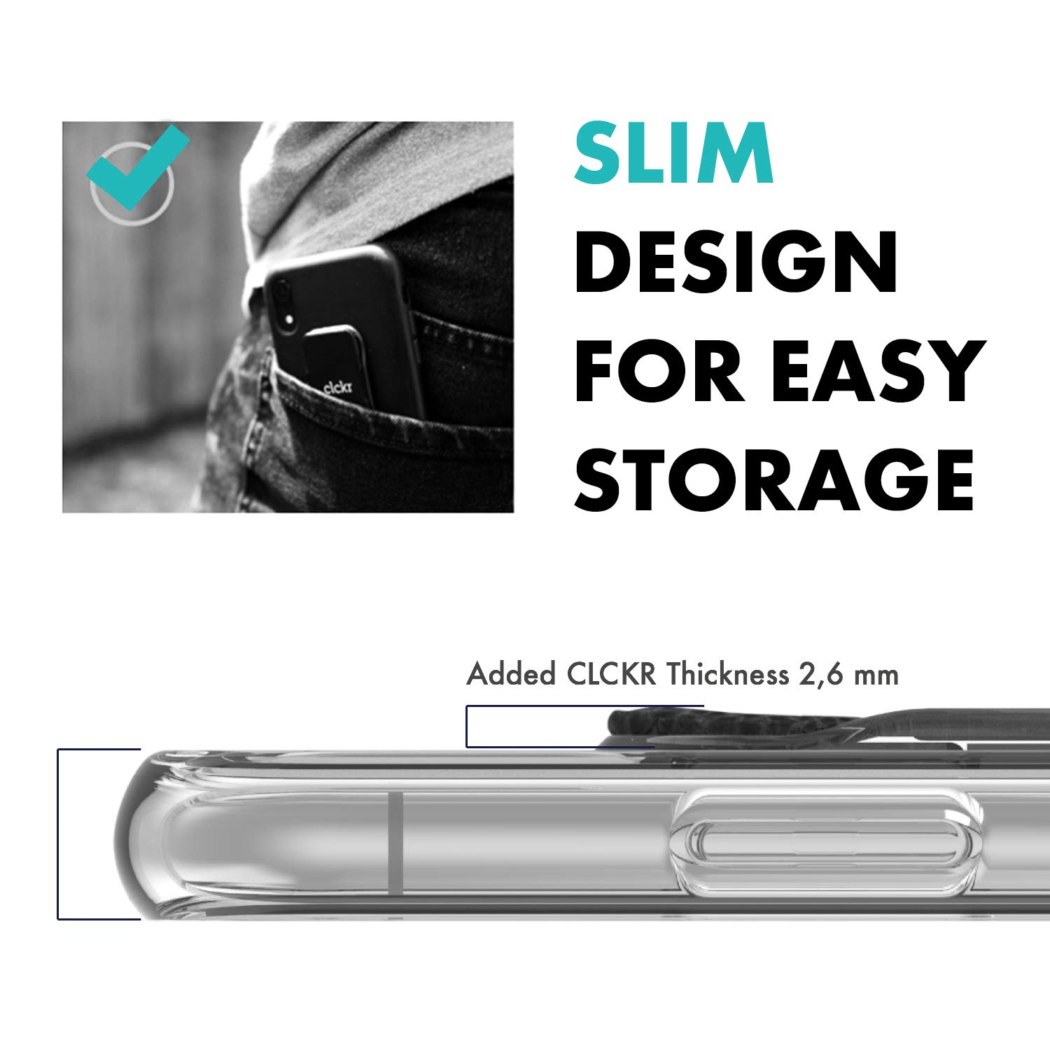 CLCKR iPhone Xs Max Case with Kickstand & Phone Grip - Expandable Stand, Protective Cover with Holder (Black) - Perfect for Watching Videos, Gaming & Hands-Free Use