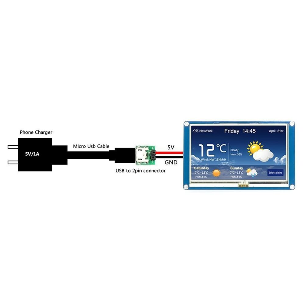 Runioney 7-Inch HMI LCD Touch Display - NX8048T070 Blue Resistive Screen for Industrial Control & Automation | Enhanced Human-Machine Interface for PLC, CNC, and Smart Home Systems