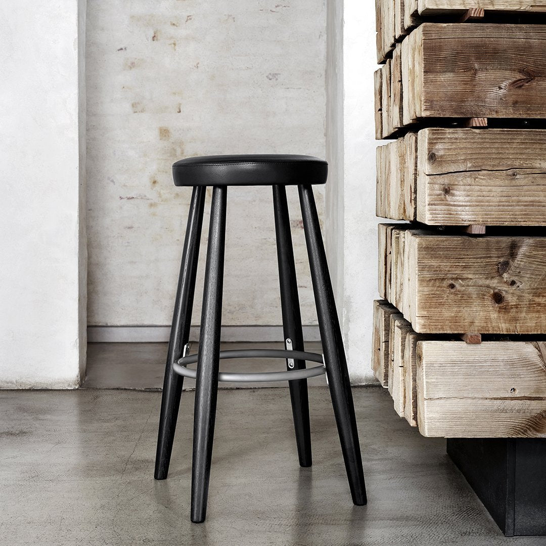 Wegner CH56 Bar Stool - Modern Wooden Counter Height Stool with Upholstered Seat - Perfect for Kitchen Island, Breakfast Bar & Home Decor