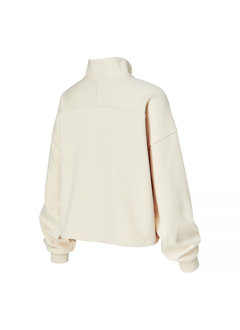 Peach Ribbed High Neck Half Zip Anorak Jacket - Stylish & Comfortable for Outdoor Activities, Hiking & Casual Wear
