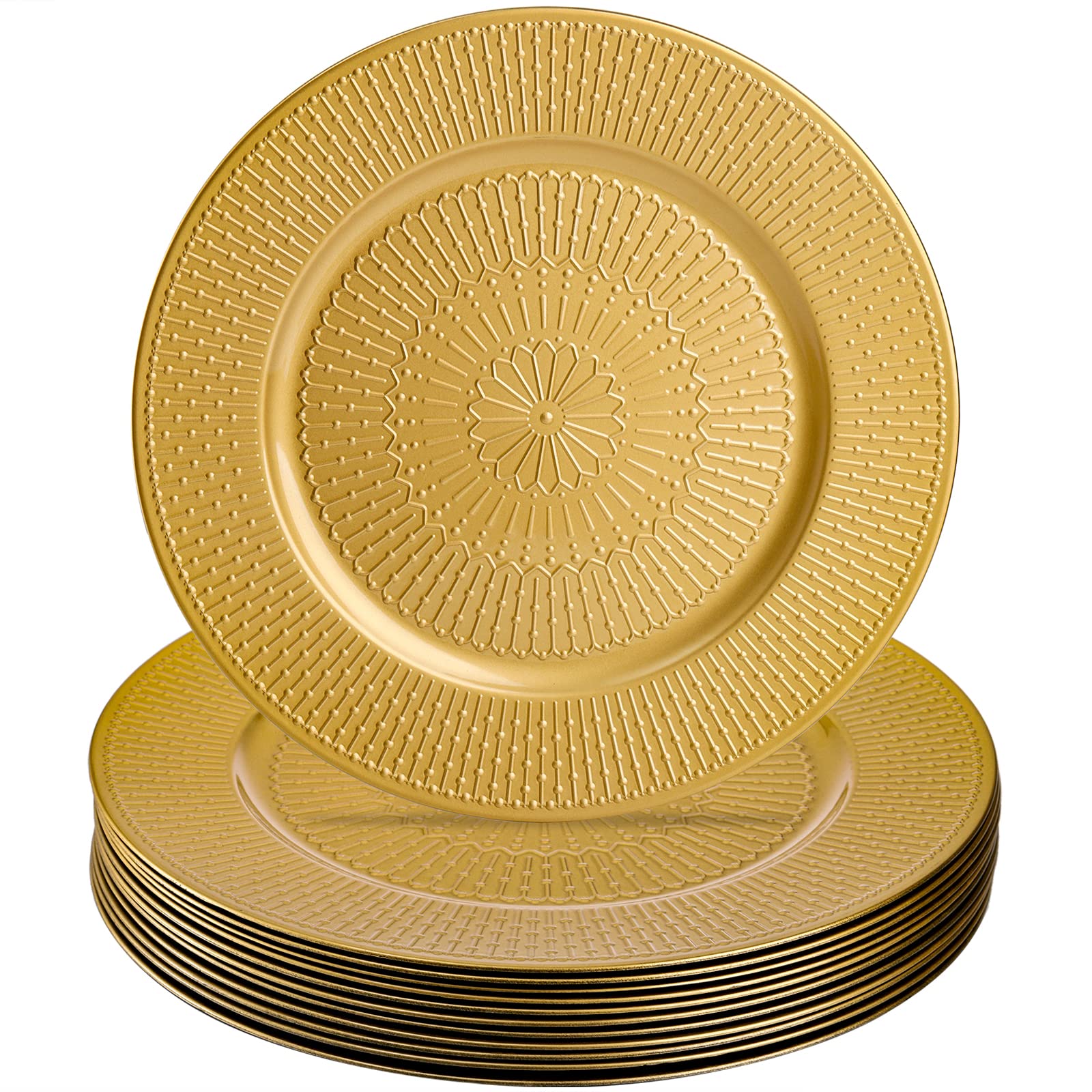 DEAYOU 12 Pack 13-inch Gold Beaded Charger Plates - Elegant Wedding, Party & Holiday Dinner Plates for Table Setting, Buffet Serving & Special Occasions