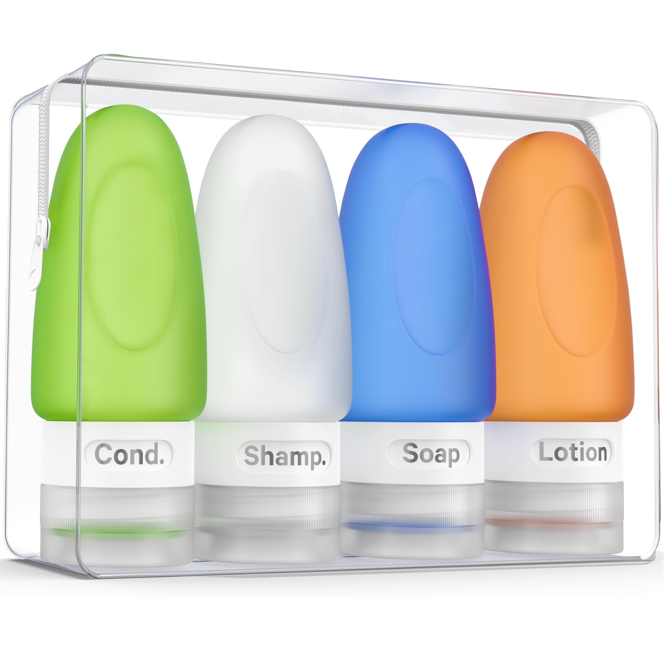 **Dot&Dot Leak Proof Travel Bottles for Toiletries - 4 Pack Silicone TSA Approved 1 oz Travel Size Bottles for Shampoo, Conditioner & Liquids - Perfect for Airplane, Gym & Vacation**