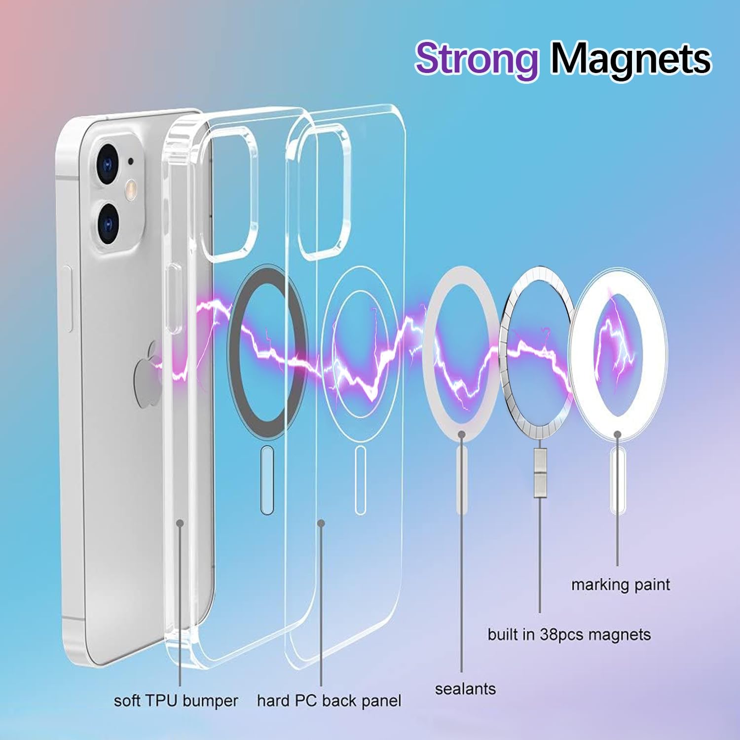 Magnetic Clear Glitter iPhone 11 Case | 6.1 Inch Shockproof Protective Cover | Compatible with MagSafe Charger | Stylish Phone Case for Women & Girls | Perfect for Everyday Use, Work & Travel