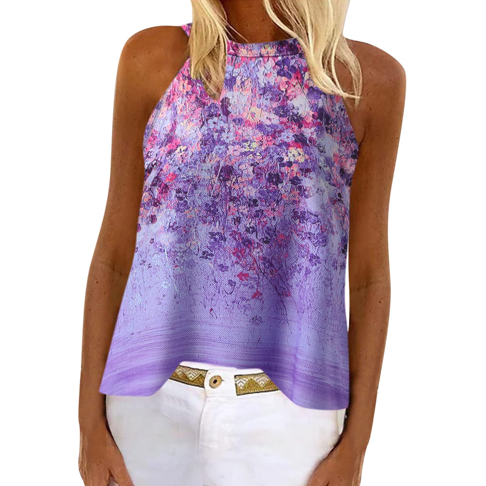 Women's Summer Sleeveless Floral Print Cold Shoulder Tank Top - Breathable Casual Vest for Women | Perfect for Beach, Vacation & Everyday Wear