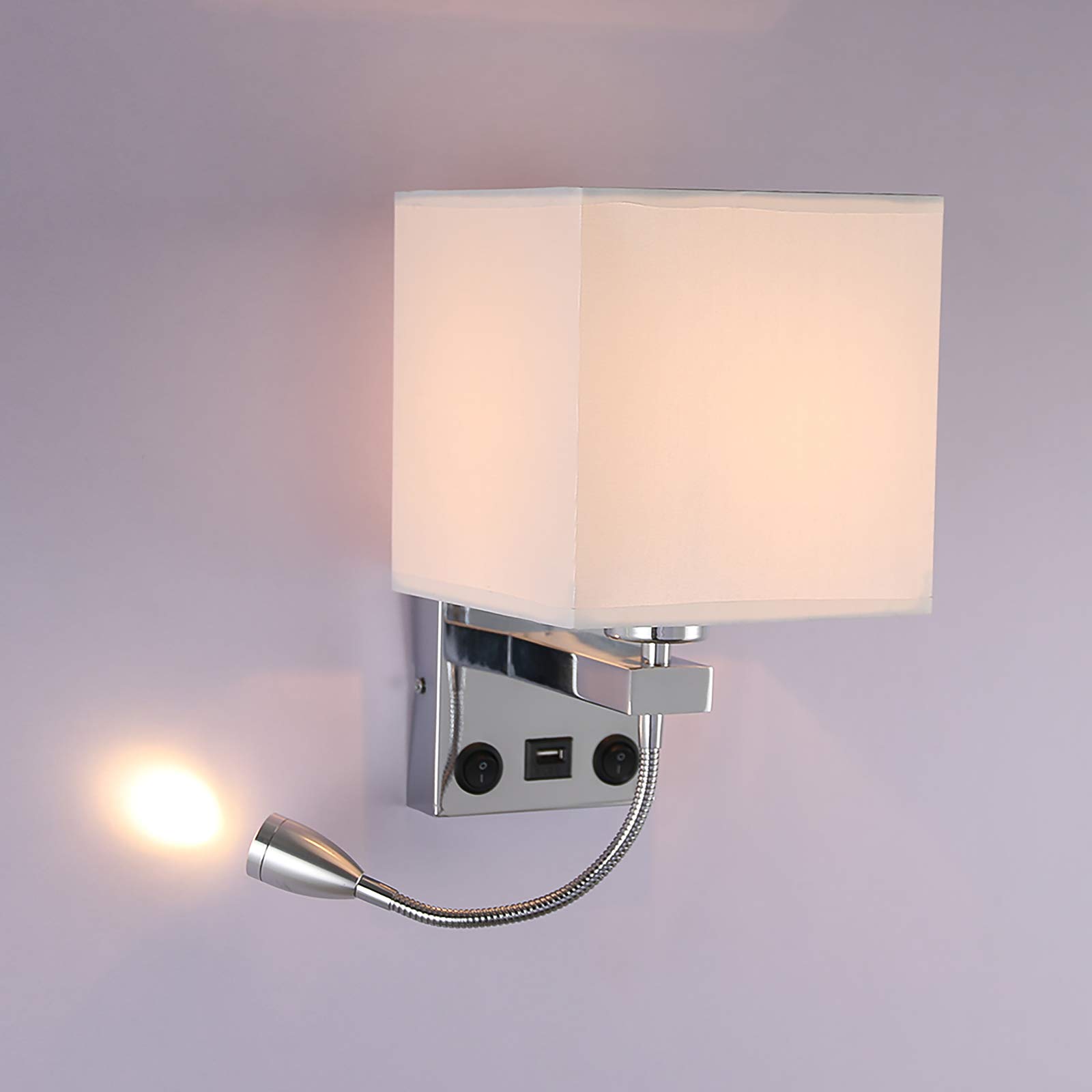 Modern LED Wall Lamp for Bedroom & Living Room - 3W E27 Bulb Holder with 2 Toggle Switches, Reading Light & Candle Holder - Perfect for Bedside, Corridor, and Home Decor Lighting