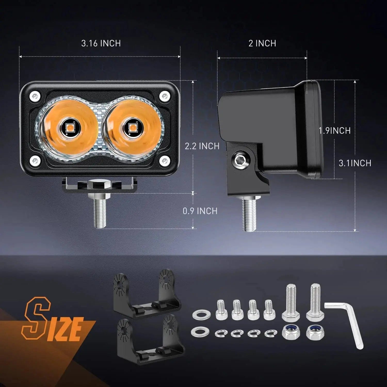 10W 2360LM Amber LED Work Lights - 3 Inch Spot with Built-in EMC (Pair) - Perfect for Off-Road Vehicles, Trucks, and Marine Applications