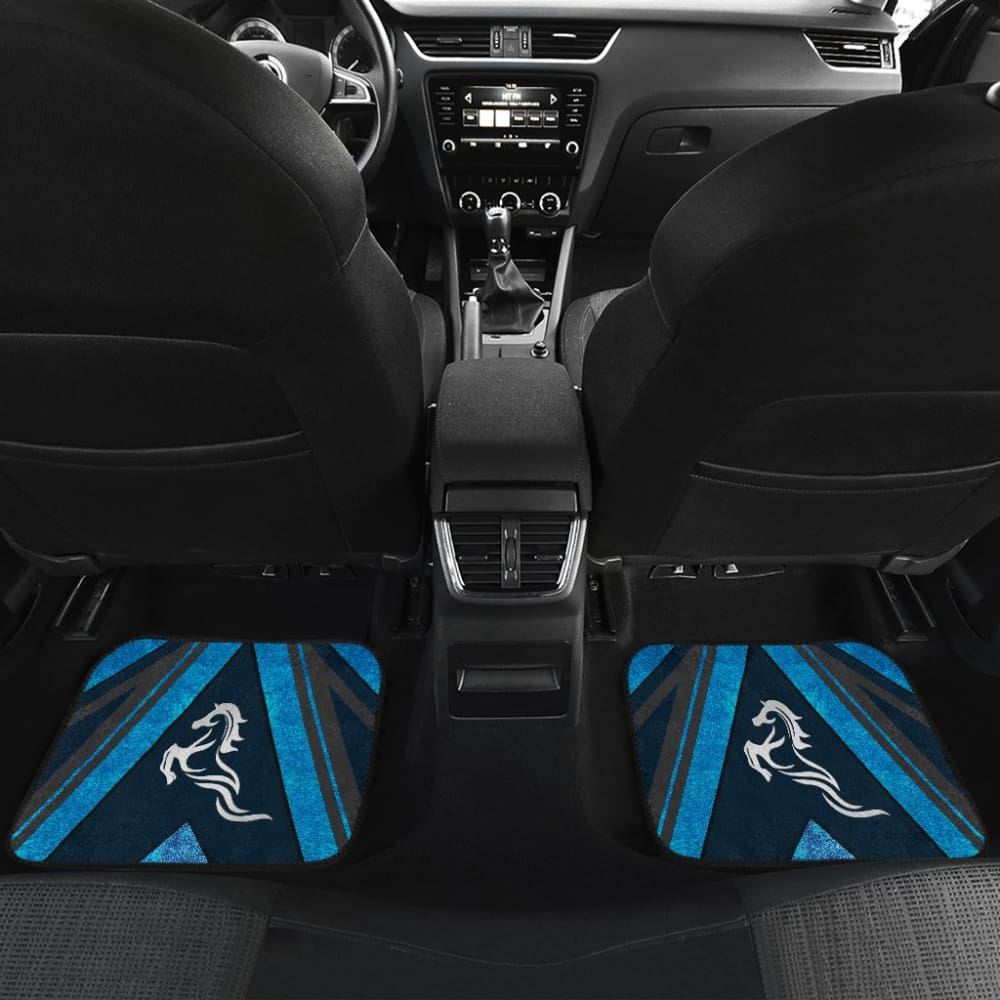 Premium Mustang Blue Horse Metallic Style Car Floor Mats - Durable, Non-Slip Automotive Accessories for Ford Mustang | Perfect for Daily Driving, Road Trips & Car Shows